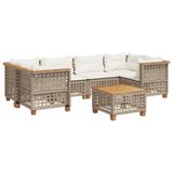 VidaXL 7-delige Loungeset met kussens, poly rattan, beige