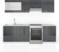 Vicco Keukenblok R-Line, Antraciet Hoogglans/Wit, 240 cm, WB Marmer