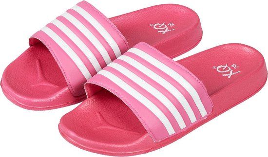 XQ Slippers Dames - Stripes - Fuchsia