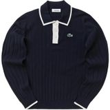 LACOSTE Polo Performance, manche longue, marine/blanc