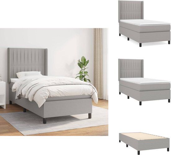 vidaXL Boxspring met matras stof lichtgrijs 80x200 cm