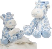 Suki Gifts Giraffe Baby Geboren Knuffels Set - Tuttel Doekje en Knuffeltje - Blauw/Wit
