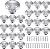Goodivery ® Set van 25 Boutons de Tiroir Ronds, Poignées de Cuisine et de Meuble en Acier Inoxydable, Argent