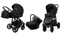 BabyLux® Color Lux | Set de poussette 3 en 1 | Onyx | Poussette combinée | Ensemble de poussette | Poussette + B