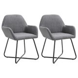 VidaXL Eetkamerstoelen 2 stuks stof donkergrijs
