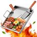 Plaque de grill en acier inoxydable 40 x 30 cm avec 2 spatules pour barbecue et jardin