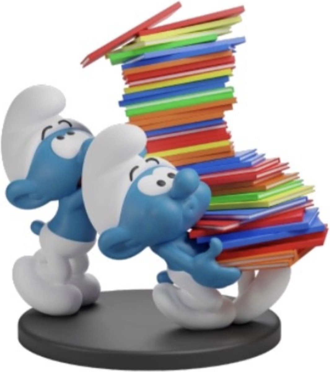 Plastoy Smurfen Beeld Met Boekenstapel - Stripboeken - 20cm - Kunsthars