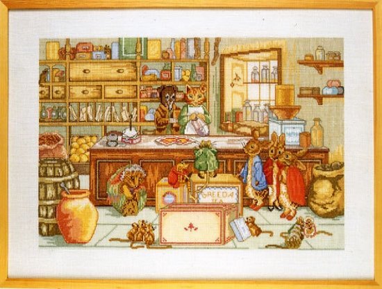 Permin of Copenhagen borduurpakket 70-3405 beatrix potter, peter rabbit's shop