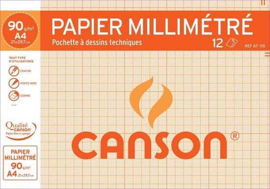 Canson millimeterpapier pak van 12 vel