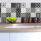 16 Azulejos 16 zelfklevende tegelstickers, cementtegelstickers, mozaïek, wandtegels, badkamer en keuken, cementtegels, zelfklevend, wandtegels, azulejos, 20 x 20 cm, 16 stuks
