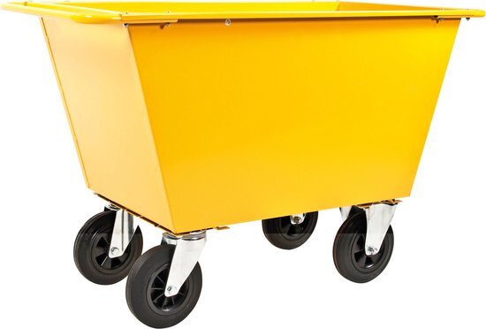 Kongamek transport- of afvaltrolley metaal 200 L - geel - 200mm wielen