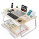Tafel, SAIJI Tafel, laptoplade groot bureaublad, met boekenstandaard, lade, telefoonstandaard, komfortable handsteun, opvouwbare laptoplade, om te leren, woken, eten, bank, bed, 40 kg laadbaar (teak, 65 x