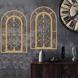 Unyqoos Décoration murale en métal avec arche et motif ornemental pour une ambiance chaleureuse - Or