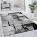 Paco Home Tapis Gris Salon Vintage Bas Velours Motif Géométrique Abstrait 140x200 cm
