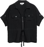 s.Oliver Vrouwen Indoor-Jacke Zwart Regular Fit Driekwart Mouw Casual Effen Viscose/Polyester Maat 36