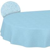 ANRO Tafelkleed Effen linnenlook Blauw Ovaal 200x140cm Met sierband Afwasbaar Waterafstotend
