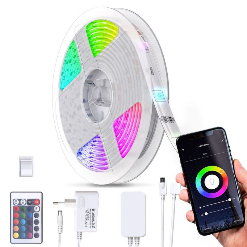 B.K.Licht Smart LED Strip 5m - WiFi - RGB - Dimbaar - Incl. Afstandsbediening