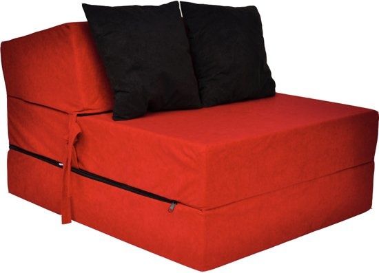 Viking Choice Luxe logeermatras - rood - camping matras - reismatras - opvouwbaar matras - 200 x 70 x 15 - met zwarte kussens 200 cm / 70 cm / 15 cm