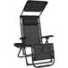 Yaheetech Chaise longue pliable avec coussin pour la nuque, porte-gobelet et auvent, bain de soleil avec dossier réglable, noir