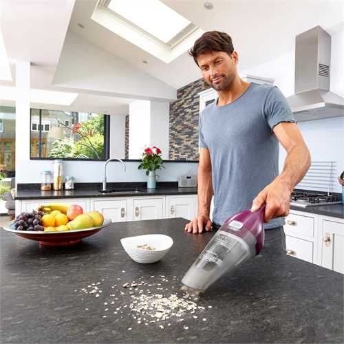 Black & Decker NVC115W Handheld Vacuum Cleaner - Cordless, Bagless, Grey/Purple