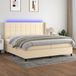 Maison Exclusive - Boxspringbed met matras en LED-verlichting, crème kleur, 200x200 cm, textiel