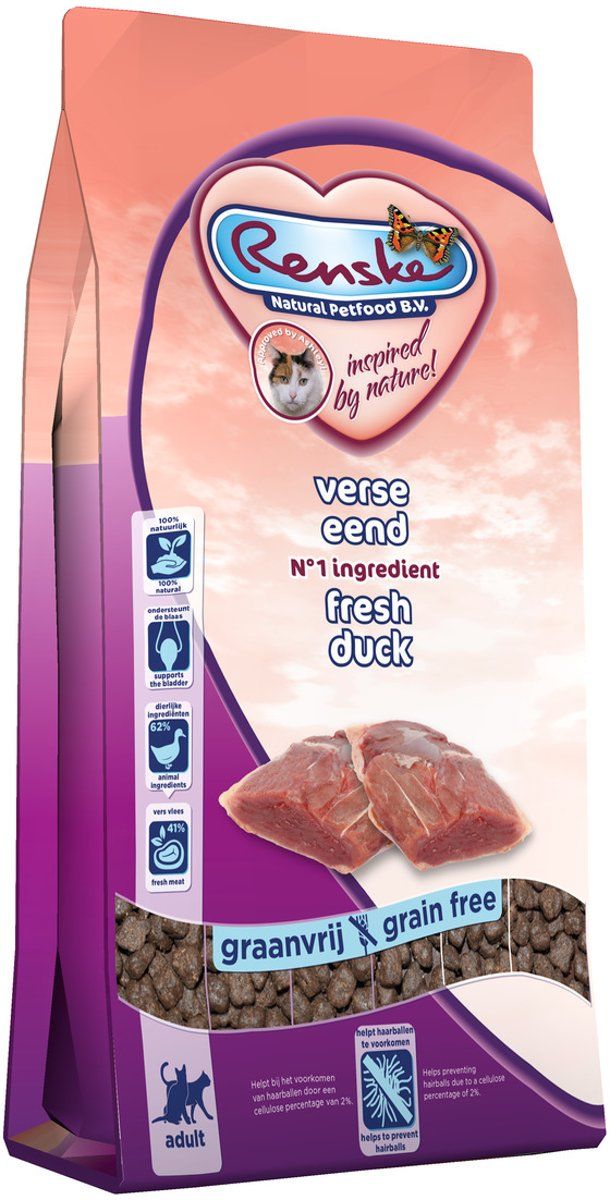 Renske Super Premium Verse Eend - Graanvrij - Kat - Droogvoer - 400 gr