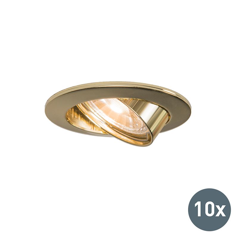 QAZQA Edu LED Inbouwspot - Ø 8.2 cm - Goud/Messing