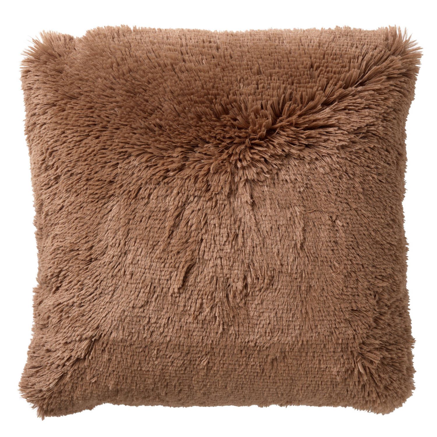 Dutch Decor Fluffy Sierkussen - 60x60 cm - Tobacco Brown