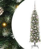 vidaXL Kunstmatige slanke kerstboom groen en wit 120 cm