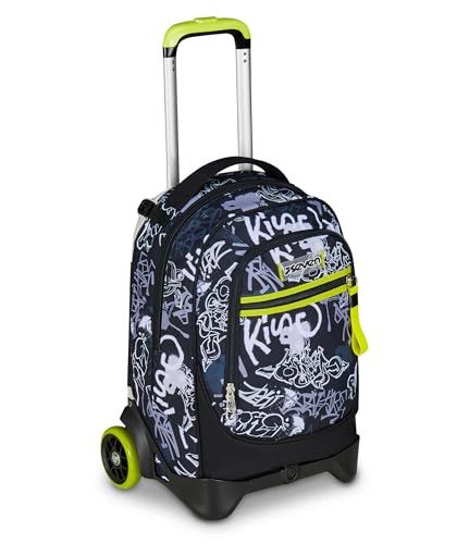 Seven New Tech Schooltrolley, Grijs, 3-in-1 Rugzak met Afneembare Trolley en Crossoversysteem