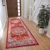 Hanse Home Maderno Tapis oriental, tapis, classique oriental, tissé serré avec ornements, aspect vintage, doux, à poils courts, pour chambre, salle à manger, salon, couloir, rouge, 80 x 240 cm