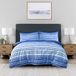 Sleepdown Gestructureerde streep marineblauw wit zacht, onderhoudsvriendelijk gezellig omkeerbaar dekbedovertrek dekbedovertrek dekbedovertrek beddengoedset met kussenslopen - Super King (260 cm x 220