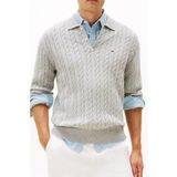 Tommy Hilfiger Classic Cotton Cable Sweater Light Grey Heather Maat: XXL