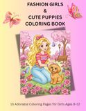 Fashion Girls & Cute Puppies Coloring Book