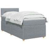 vidaXL Boxspringbed met matras, lichtgrijs, 90 x 190 cm, gestoffeerd