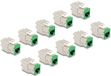 Delock Keystone module RJ45 jack vers LSA Cat.6A sans outil vert set 10 pièces