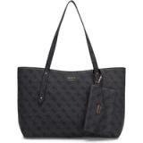 GUESS Brenton Top Zip Tote Shopper Coal Logo donkergrijs