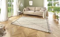 Mint rugs Hoogpolig vloerkleed Roha - crème/zwart 80x150 cm