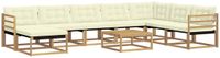 vidaXL - Hoek loungeset - 8 zitplaatsen - Wit en crèmekleurig - Massief Acacia Hout