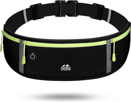 Luxe Waterafstotende Heuptas - Running bag - Heuptasje sport - Zwart en Groen