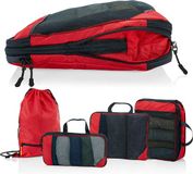 Bol Packing Cubes avec compression pour valise et sac à dos incl. sac de transport, rouge