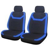 Sakura SS5400 Finsbury Set van 2 voorstoelhoezen voor auto en bestelwagen, zwart met blauwe inzetstukken, eenvoudige pasvorm, universeel, 30 x 72 x 42 cm