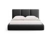 Lit coffre avec tête de lit 180x200cm en velours gris foncé