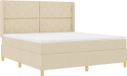 vidaXL Boxspringbed met LED-stripverlichting Crème 180 x 200 cm Stof