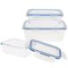 Max Home 16546 récipient en verre pour aliments, 100% hermétique, pour congélateur, micro-ondes et four, couvercle inclus avec bande en silicone, aide culinaire