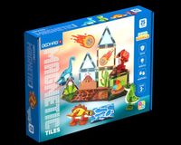 Geomag Magnetic Tiles Dino World Themaset, magnetische dinosaurussen, doorschijnende panelen, 3D-games