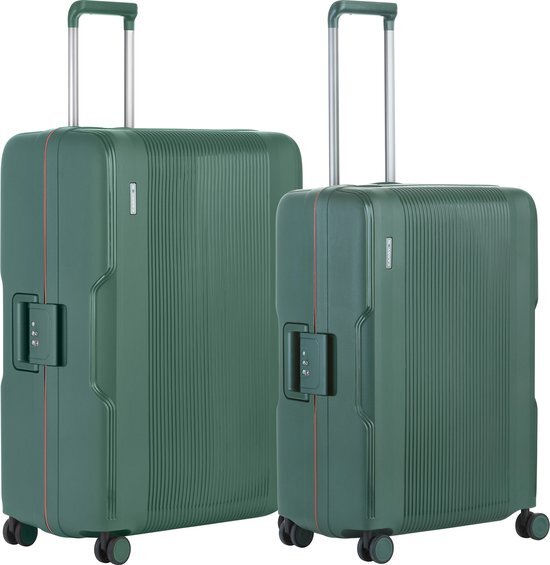 CarryOn protector luxe kofferset - tsa trolleyset m+l formaat met 4-delige packer set - kliksloten - groen