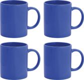 Merkloos / Sans marque Bellatio Design Koffie mokken/bekers - 4x - keramiek - glans - met oor - blauw - 370 ml