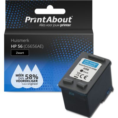 PrintAbout   Huismerk HP 56 (C6656AE) Inktcartridge Zwart