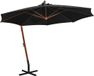Maison Exclusive - Parasol de jardin avec mât, noir, 3,5 x 2,9 m, bois de pin massif
